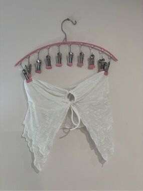SHEIN White Tie-Front Crop Top with Scalloped Hem